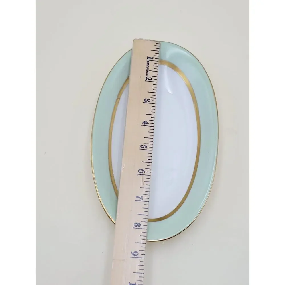Vintage Tirschenreuth Bavaria Clyde 4245 Porcelain Oval Pickle Dish Mint Gold